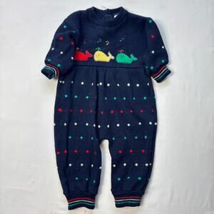 Vintage McKids Whale Knit Bodysuit 9-12 months